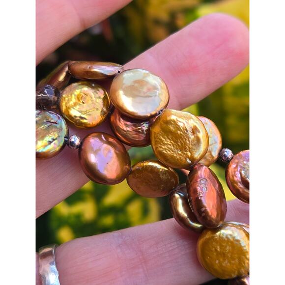 SILPADA 3 Strand Bronze Freshwater Pearl & Sterling Silver Necklace 16" Retired - Picture 7 of 10